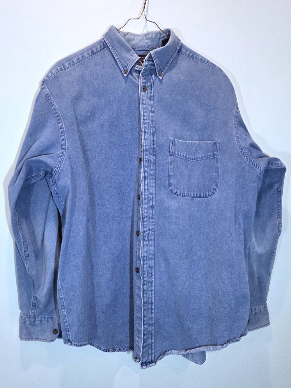 Roundtree & Yorke Blue Denim Button Down Shirt Size L